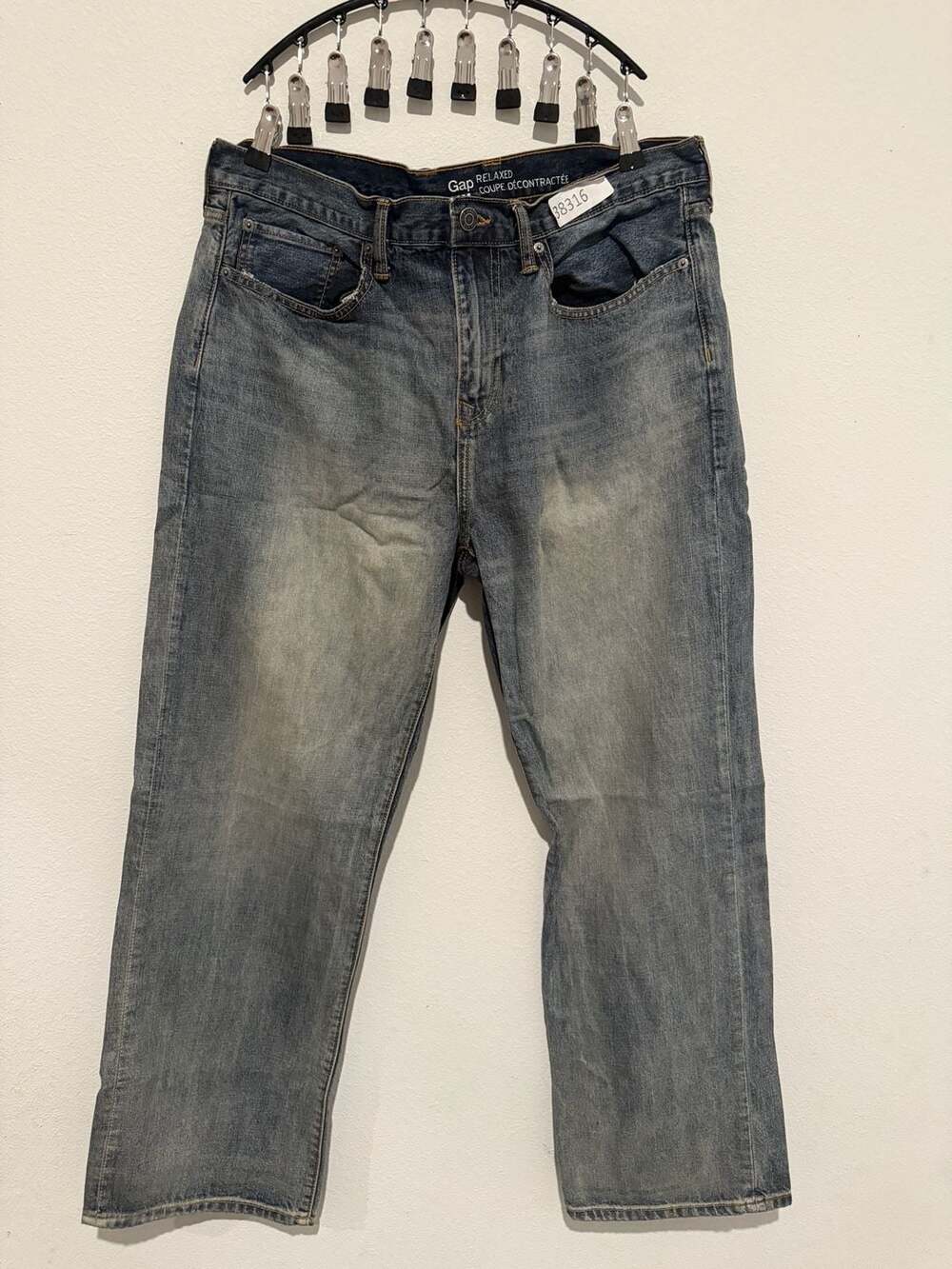 Mens Gap Relaxed Coupe Decontracte Blue Wash Denim Jeans size 35x32